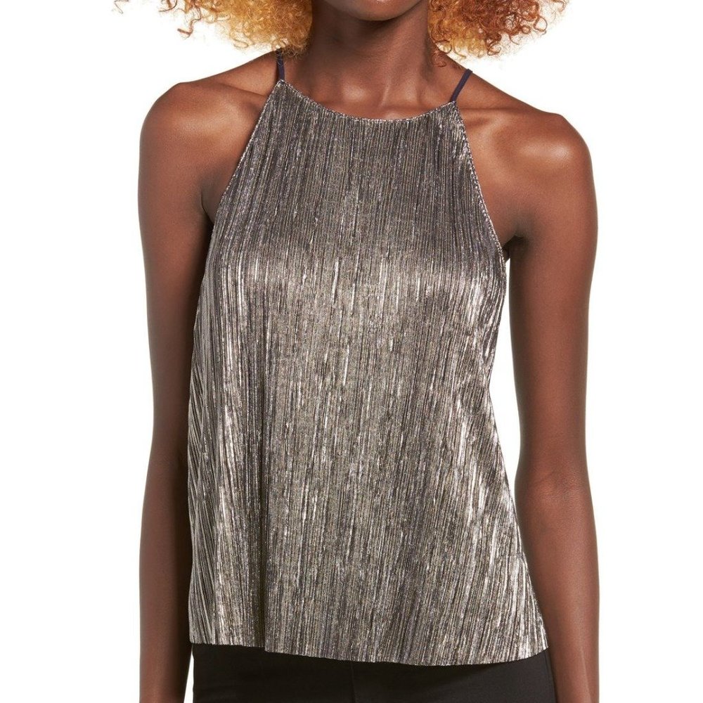 Lush Metallic Pleat Swing Camisole